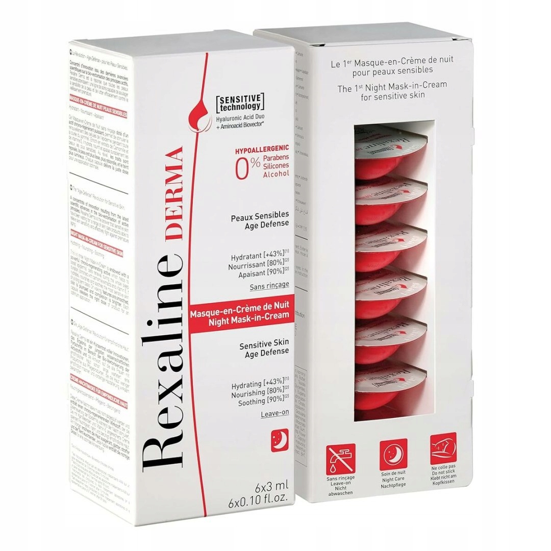 Noční hydratační maska Rexaline Repair 3 ml x 6 pro citlivou pleť