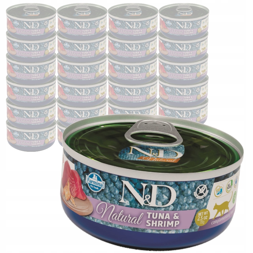Farmina N&amp;d Cat Natural 24x70g Mokré Krmivo Pro Kočky Tuňák Kreveta