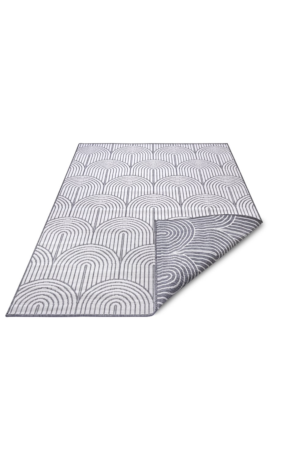 Koberec na terasu 160x230, šedo krémový, oboustranný, plochý, tkaný provázek