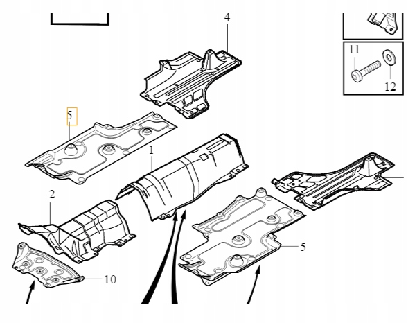 Volvo S60 V60 přední levý kryt podvozku Oe