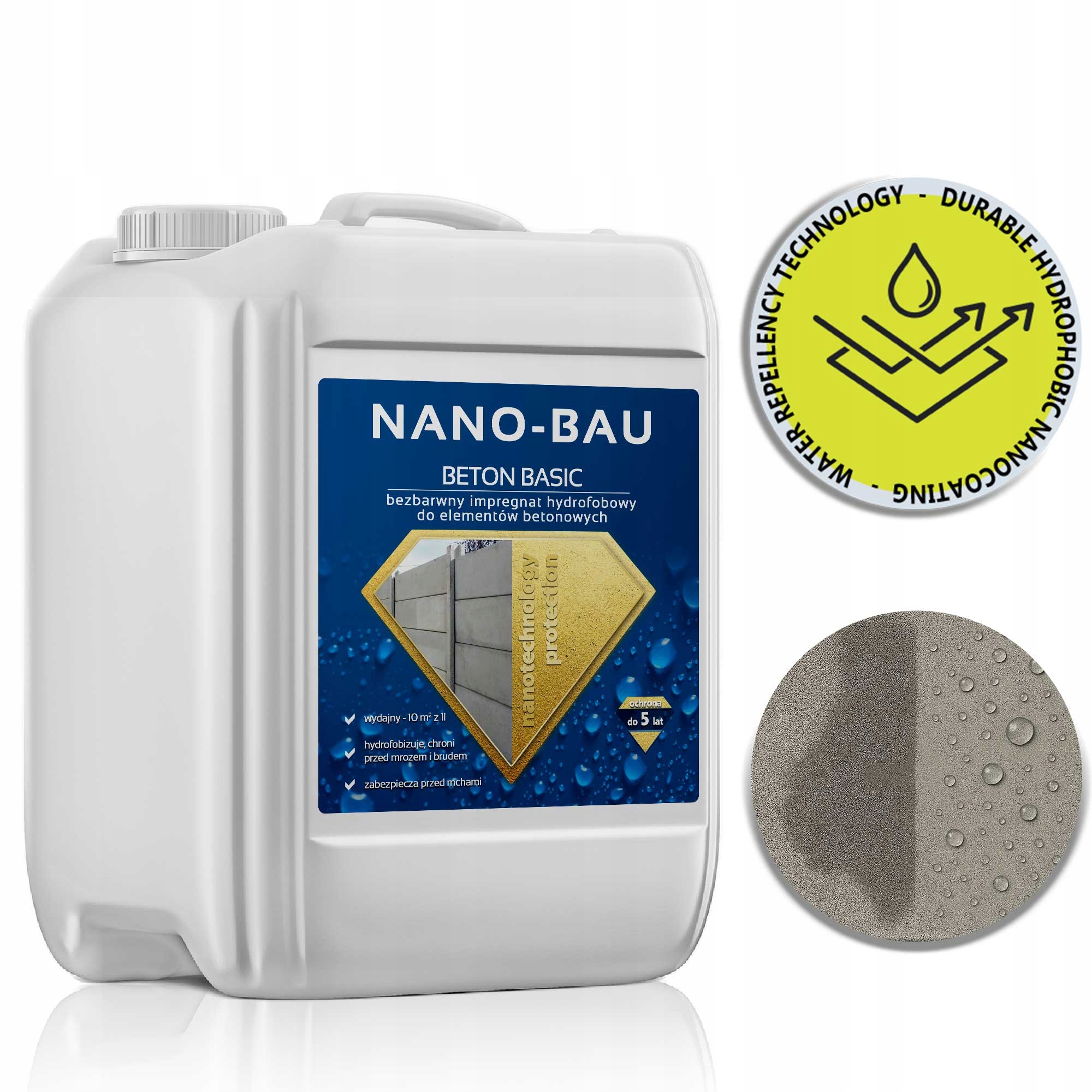 Impregnat do Betonu Nano-bau Beton Basic 10 Litrów Chroni do 5 Lat