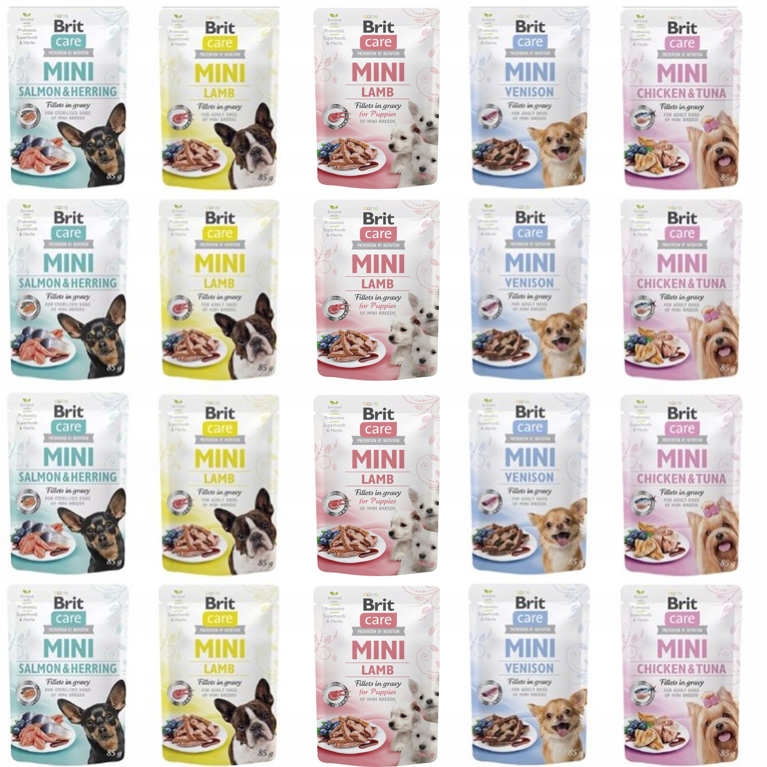 Levně Brit Care Mini vlhké krmivo pro psy malých plemen MIX 5 Příchutí 20x85 g bez obilovin