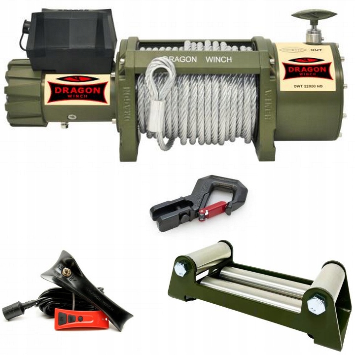 Dragon Winch Navijak Truck Dwt 22000 Hd 24V 30 m Oceľový 10T pre Tira