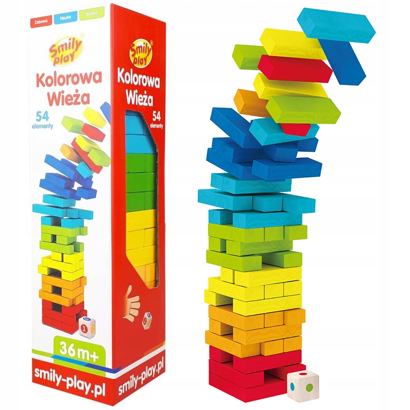 

Kolorowa Wieża Drewniana Klocki Gra Zręcznościowa