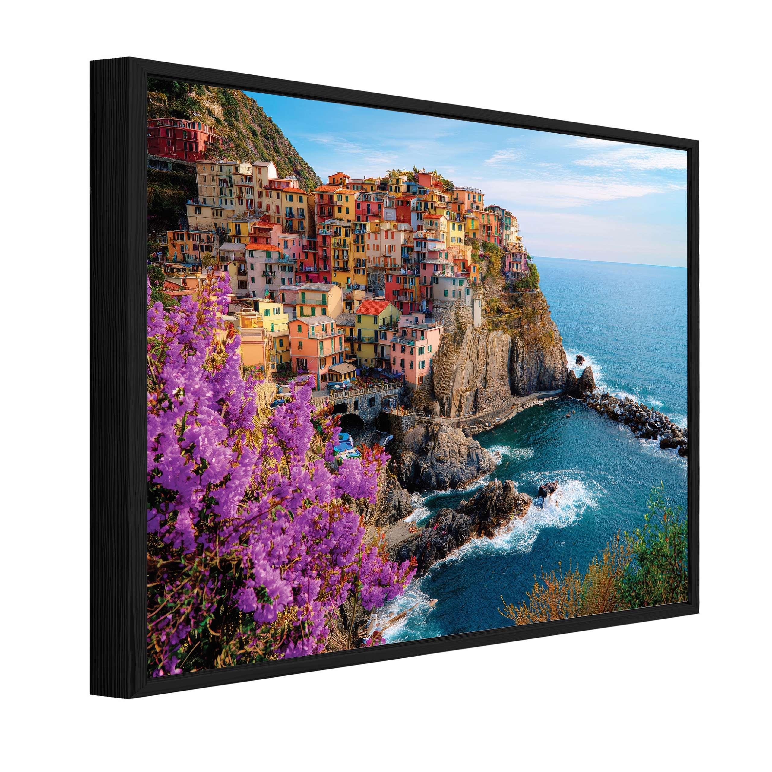 Obraz V Černém Rámu Na Plátně Město Oceán Obývací Pokoj Ložnice 120x80