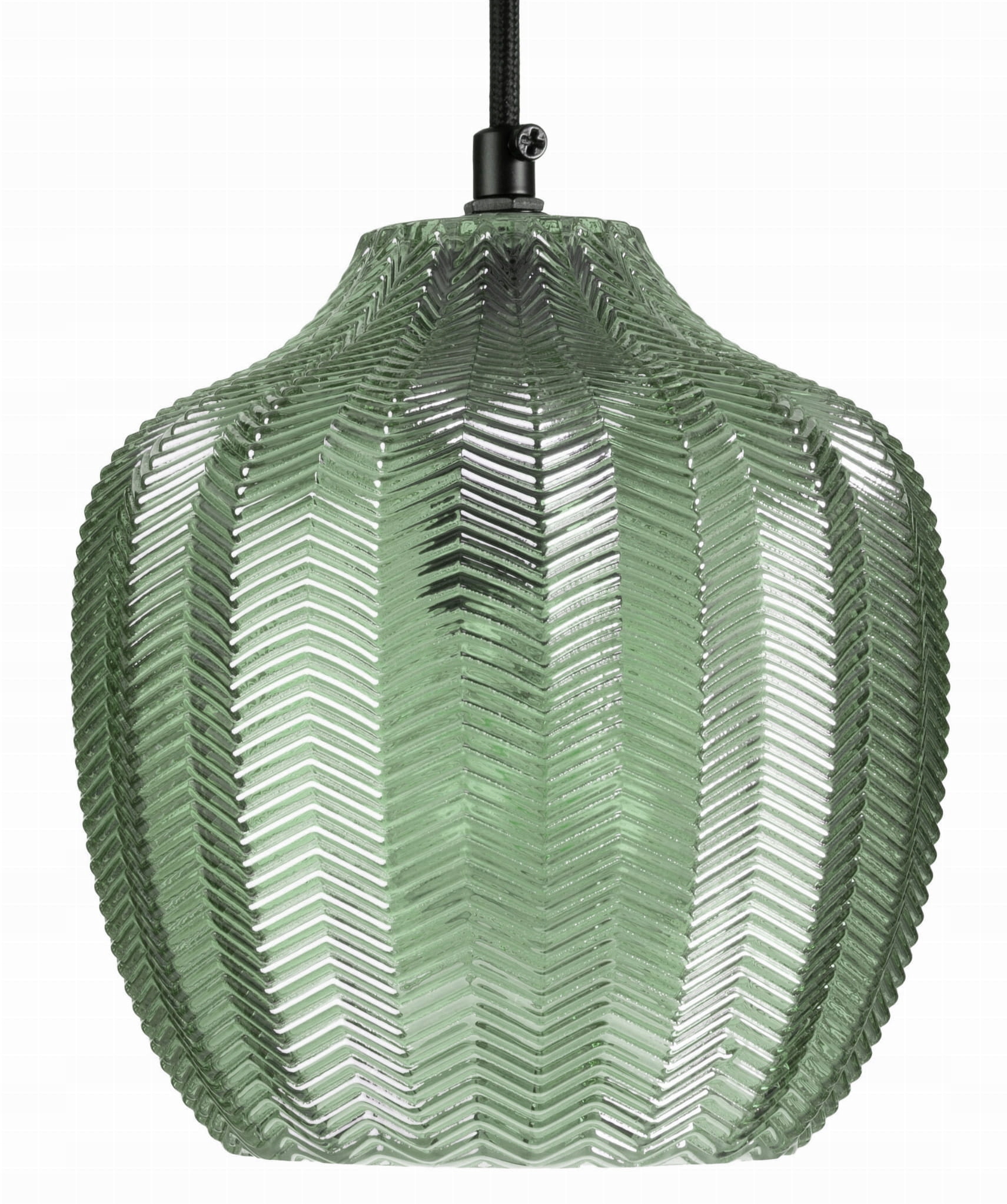 Lampa wisząca szklana Chevron zielona jodełka