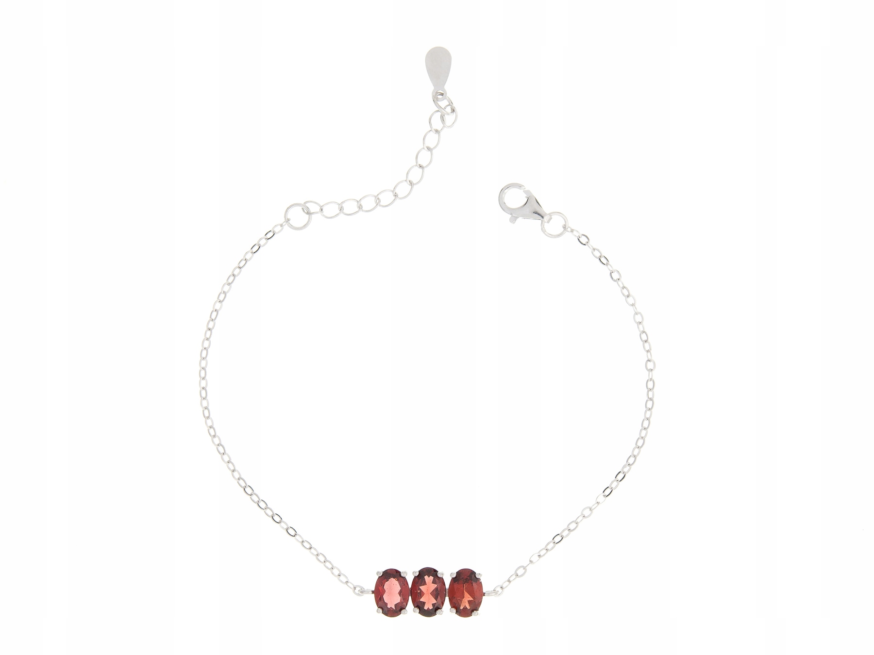 Stříbrný Rhodiovaný Náramek S Přírodním Granátem Dárek