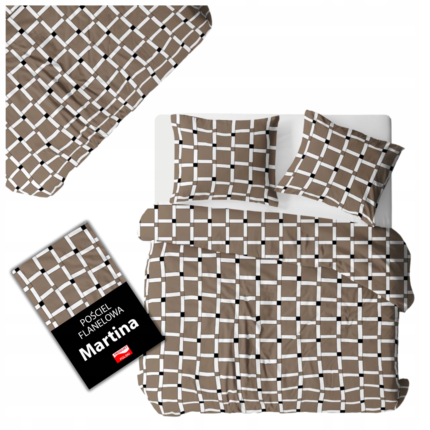 Sada Povlečení z Flanelu 160x200 na Zip Bronzová Kostka