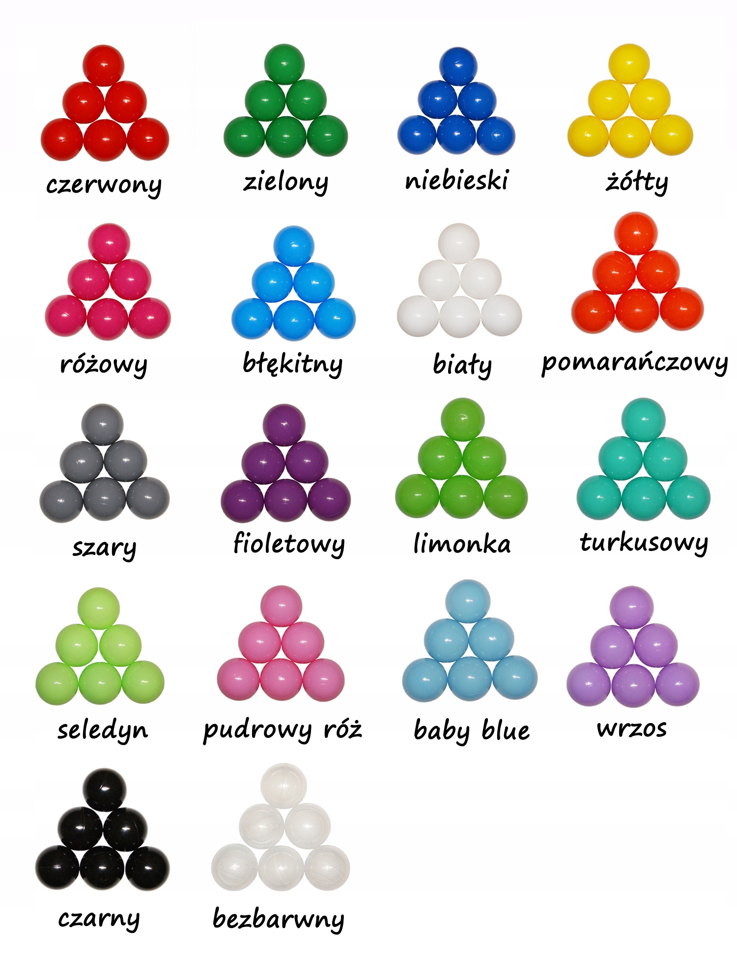 

Piłki kolorowe Suchy Basen Kulki 100szt 8cm 16kol