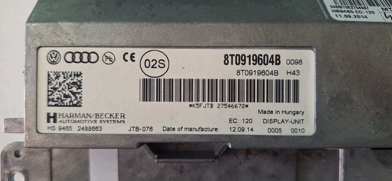 display AUDI A5 13- 8T0919604B