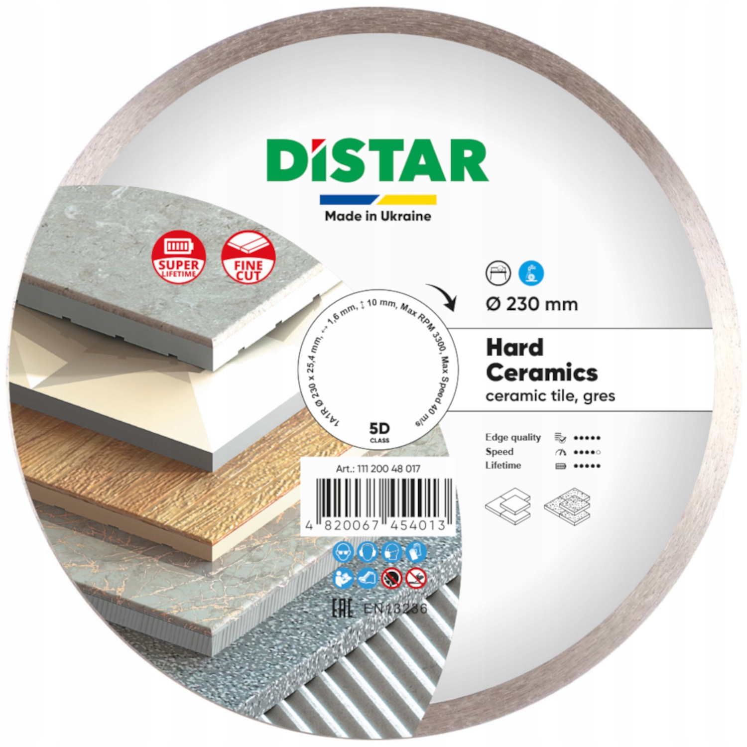 Diamantový řezný kotouč 1A1R 230 z tvrdé keramiky pro keramiku Distar