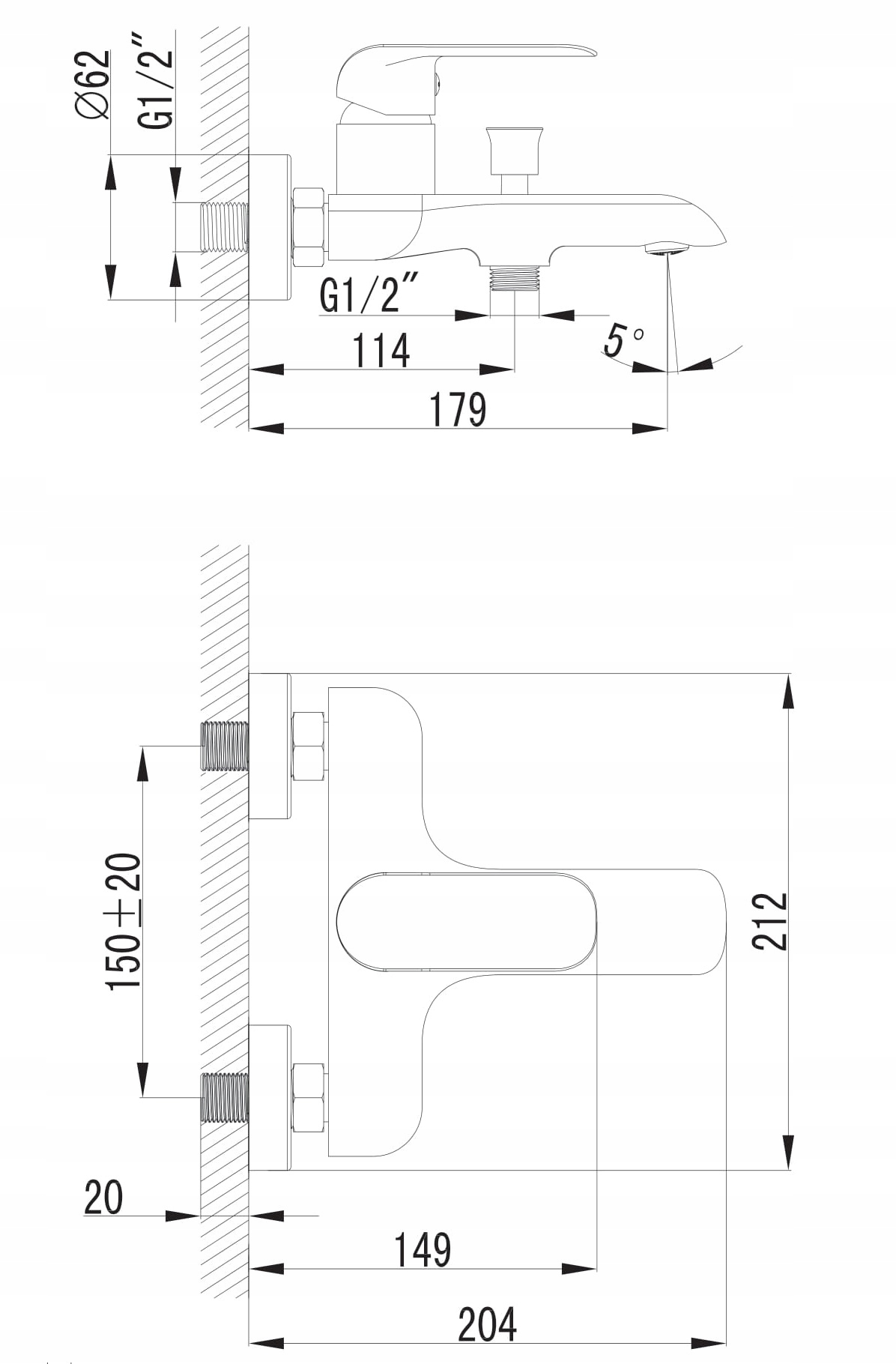 OMNIRES SACRAMENTO BATERIA WANNOWA ŚCIAENNA CZARNA Kod producenta SC2330BL