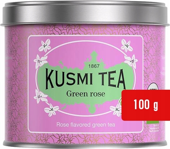 Levně Čaj Zelený Kusmi Green Rose Růžový Květinový Ideální jako Dárek Plechovka