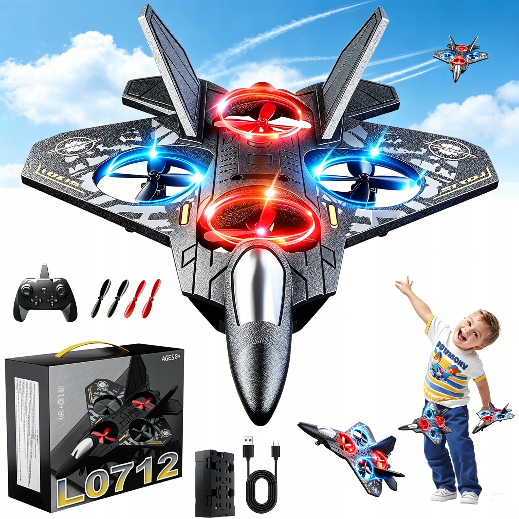 Duży Samolot Zdalnie Sterowany Dron Piankowy Epp Czarny 500MAH Pilot Rc