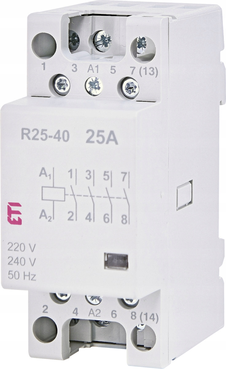Modulární stykač 25A 4 spínací kontakty (2 4-pólové moduly) R 25-40 230V