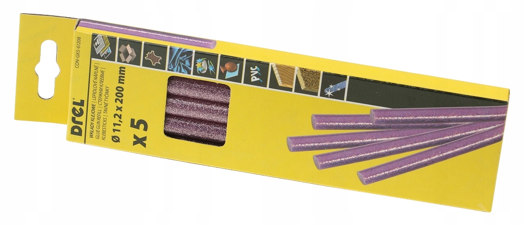 WKŁADY KLEJOWE BROKATOWE DO PISTOLETU FIOLETOWE 5x EAN (GTIN) 5902143161714