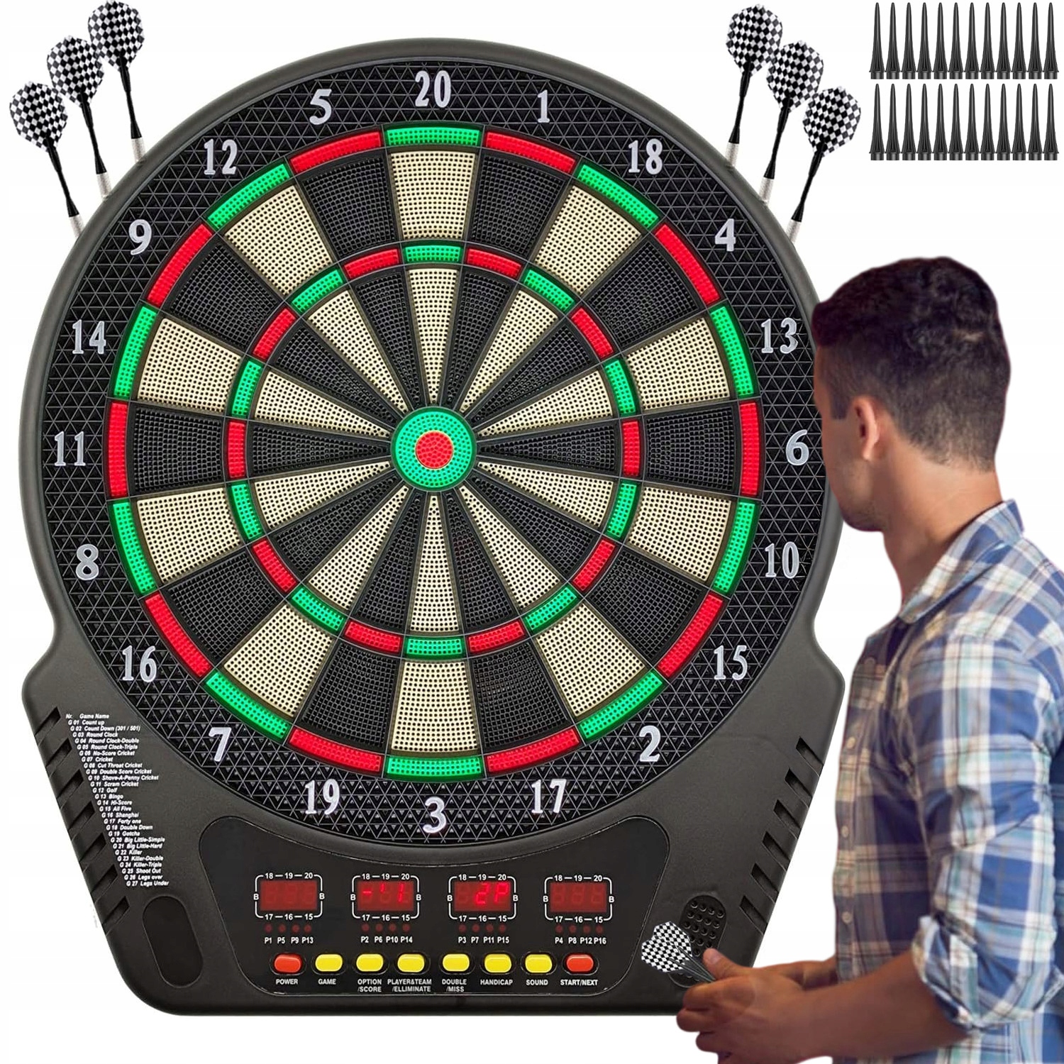Dart Tarcza Elektroniczna Do Gry Automatyczna Punktacja Miękkie Lotki 4LED