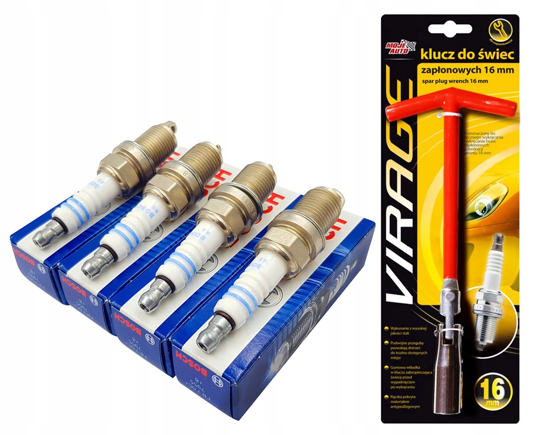 

4xŚWIECA Zapłonowa Bosch Plus +8 FR7DC+KLUCZ