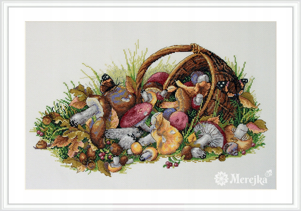 Sada pro křížkové vyšívání Merejka K-127 "Koš hub" 40x23 cm