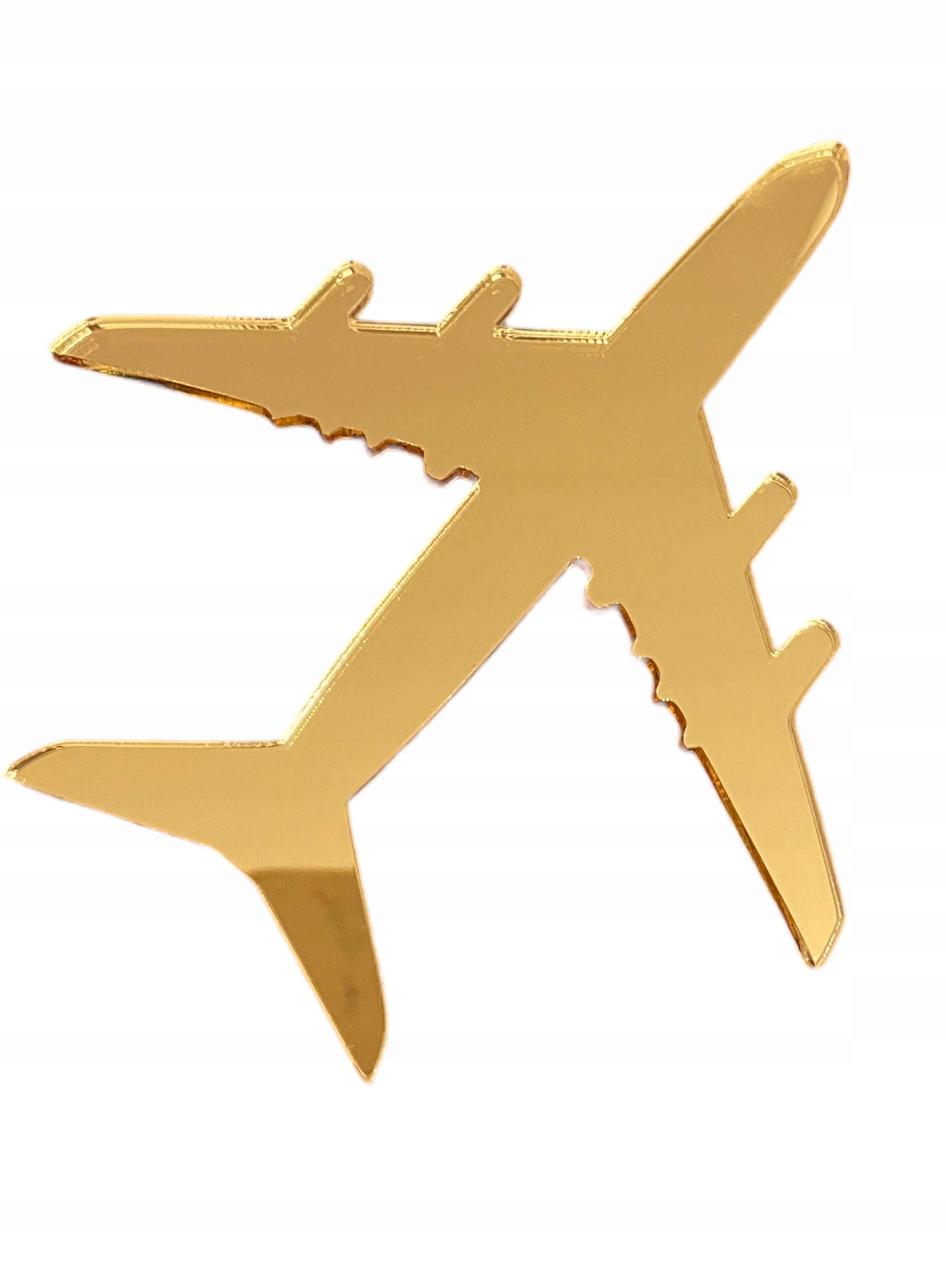 Topper SAMOLOT DEKOR na bok tortu ZŁOTY LUSTRZANY