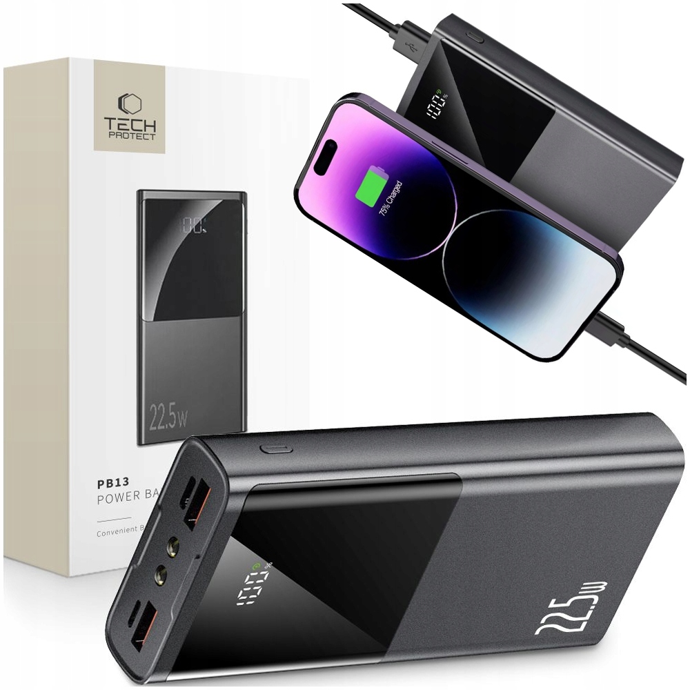Tech-protect PB13-22.5W Power Bank 20000MAH Grey