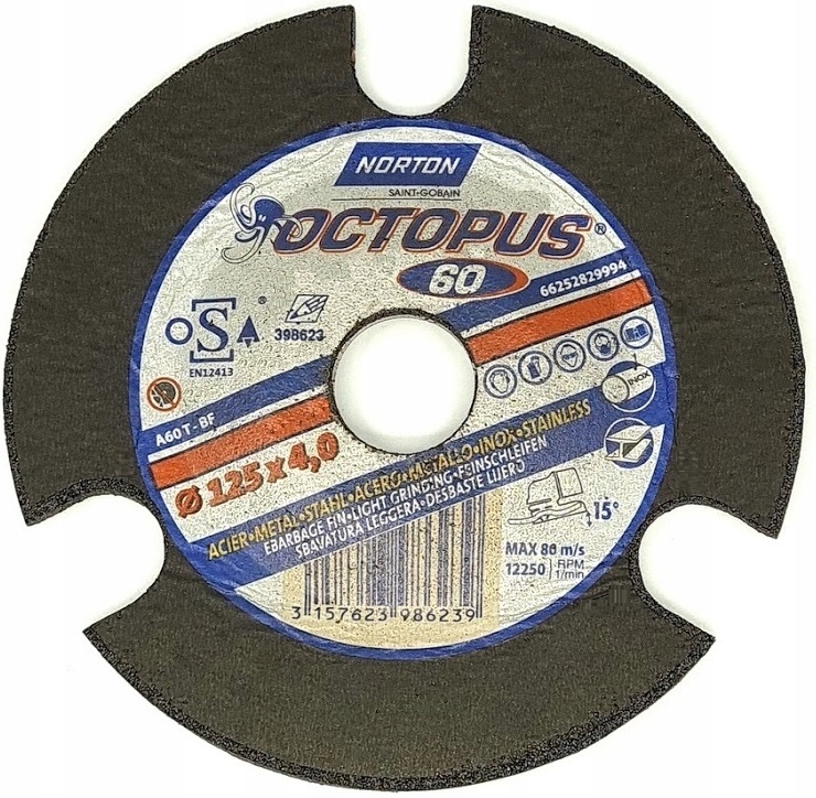 

Tarcza do szlifowania Norton Octopus 125 x 4,0 A60