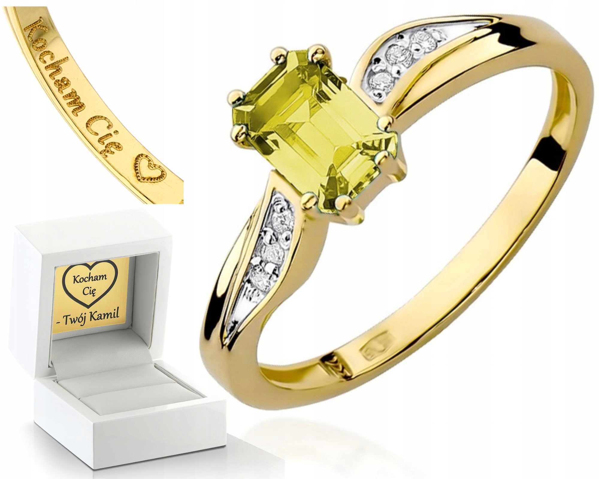 Zlatý Prstýnek S Citronem Briliant Gravírování Bonus