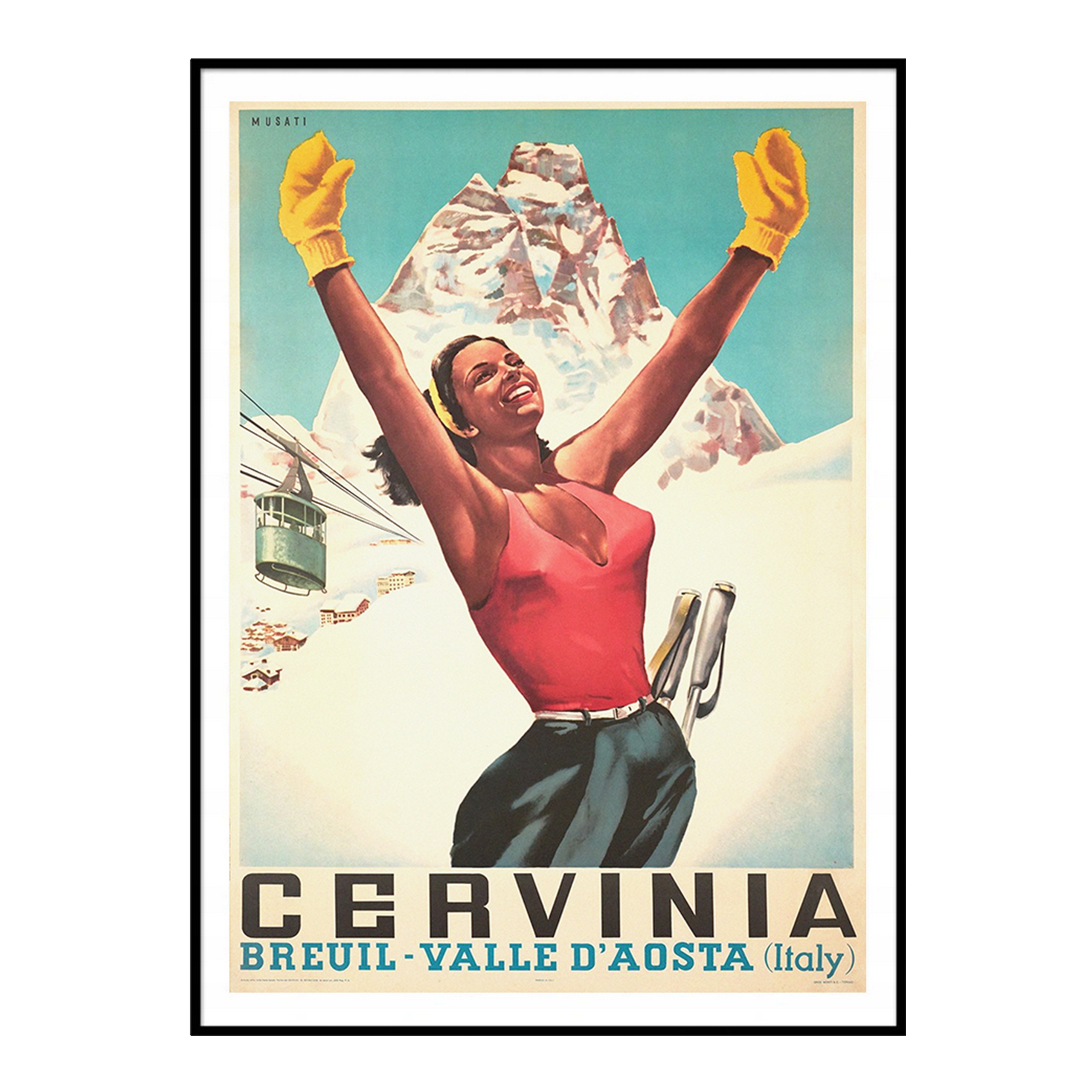 

Plakat Podróżniczy Cervinia Włochy Vintage 50x70
