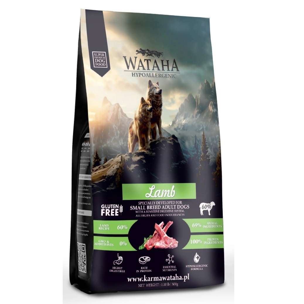 Wataha Hypoallergenic Karma Sucha Dorosły Małe Rasy Jagnięcina Z Ryżem 2 kg