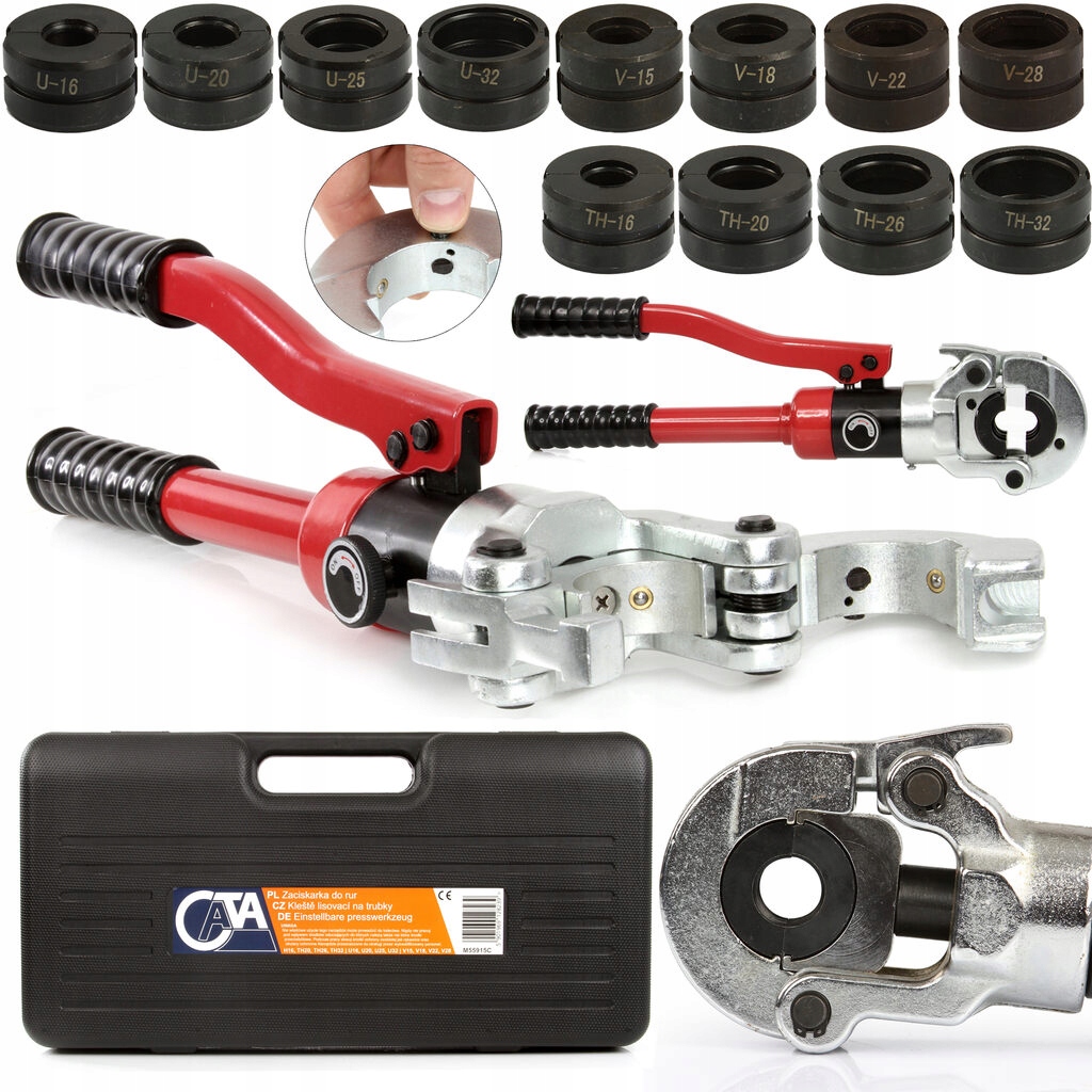 PRASKA HYDRAULICZNA ZACISKARKA DO RUR 12PCS DO ZŁĄCZEK RĘCZNA U+TH+V