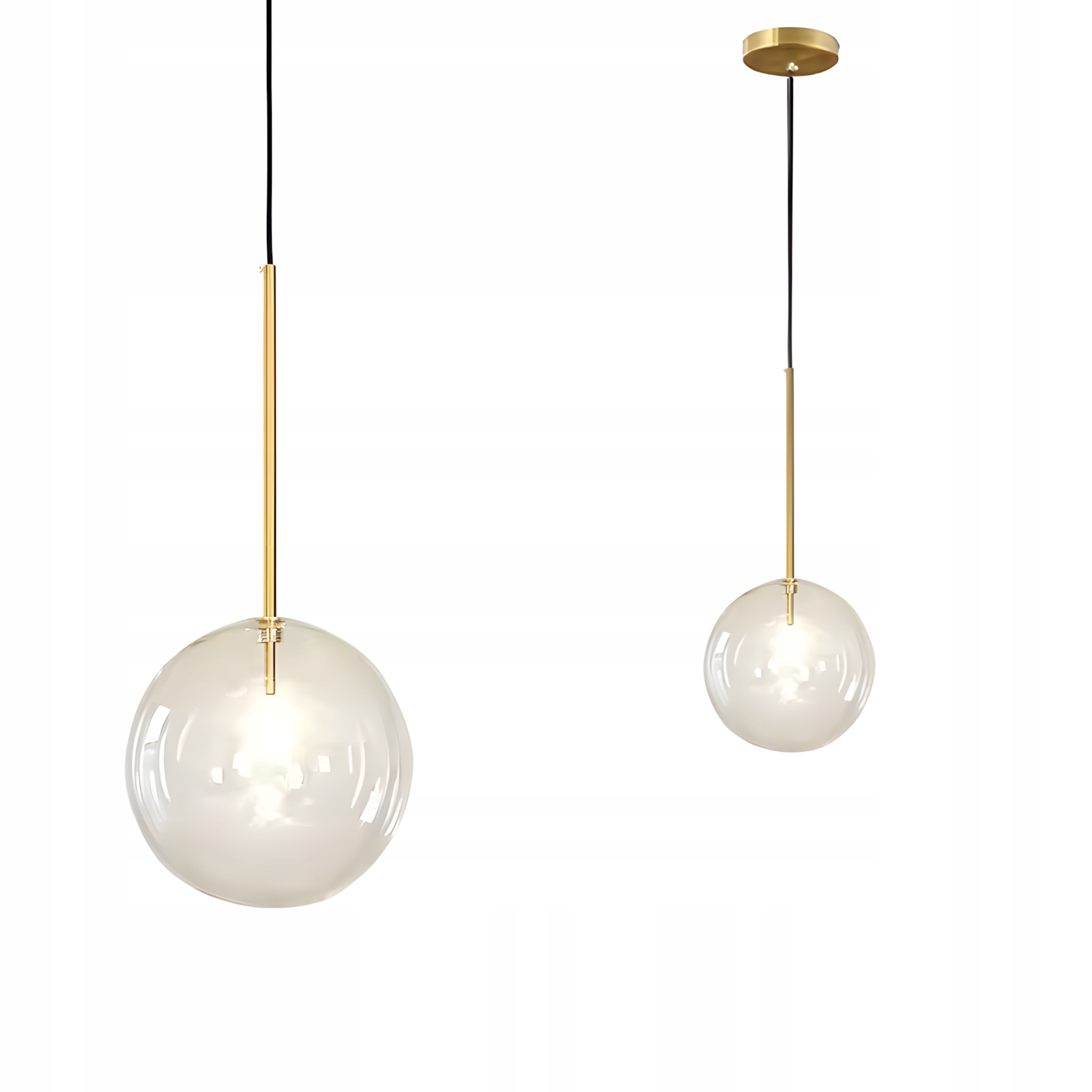 Lampa Sufitowa Wisząca Szklana Kula 20 CM G4 Transparentna Złote Akcenty