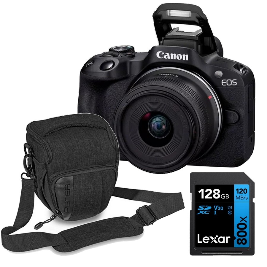 Fotoaparát Canon R50 Bk Rf-s 18-45 Is Stm Karta Lexar 128GB Taška Peda M