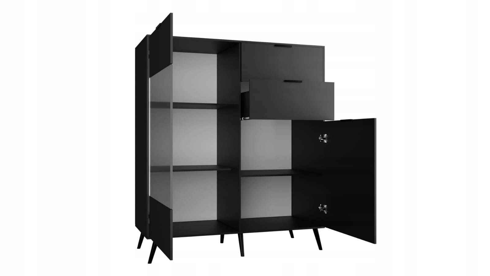 Komoda Lozanne z 2 Szufladami i Witryną - Czarny Mat Marka LuxeLiving