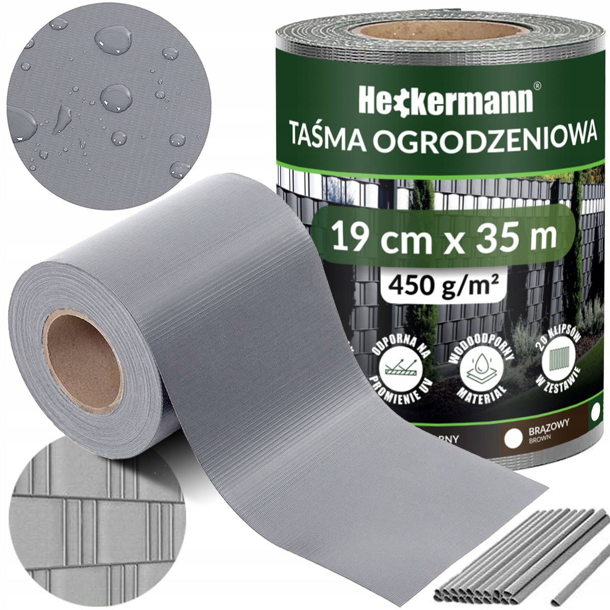 Stínící panelové pásy 19 Cm x 35 m Heckermann světle šedá