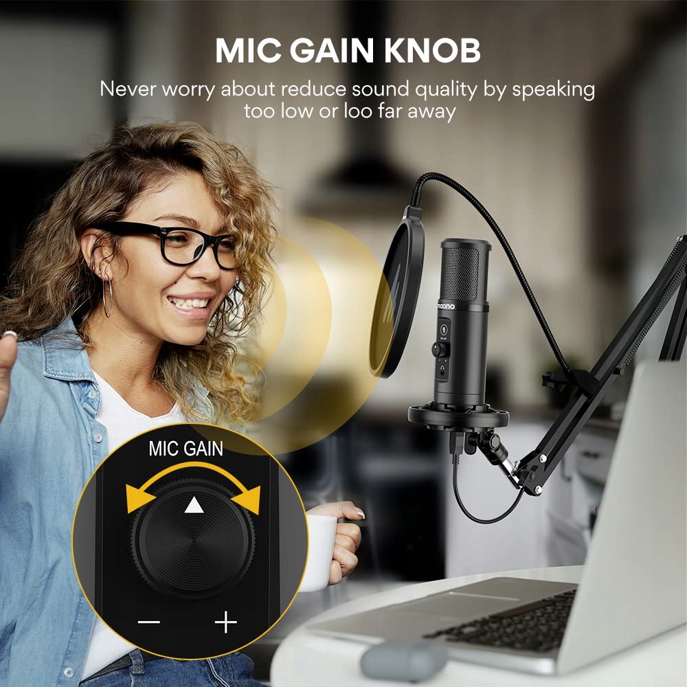 MAONO USB Mikrofon PC AU-PM422 do Podcastów, Gamingu i Streamingu — miniatura 2