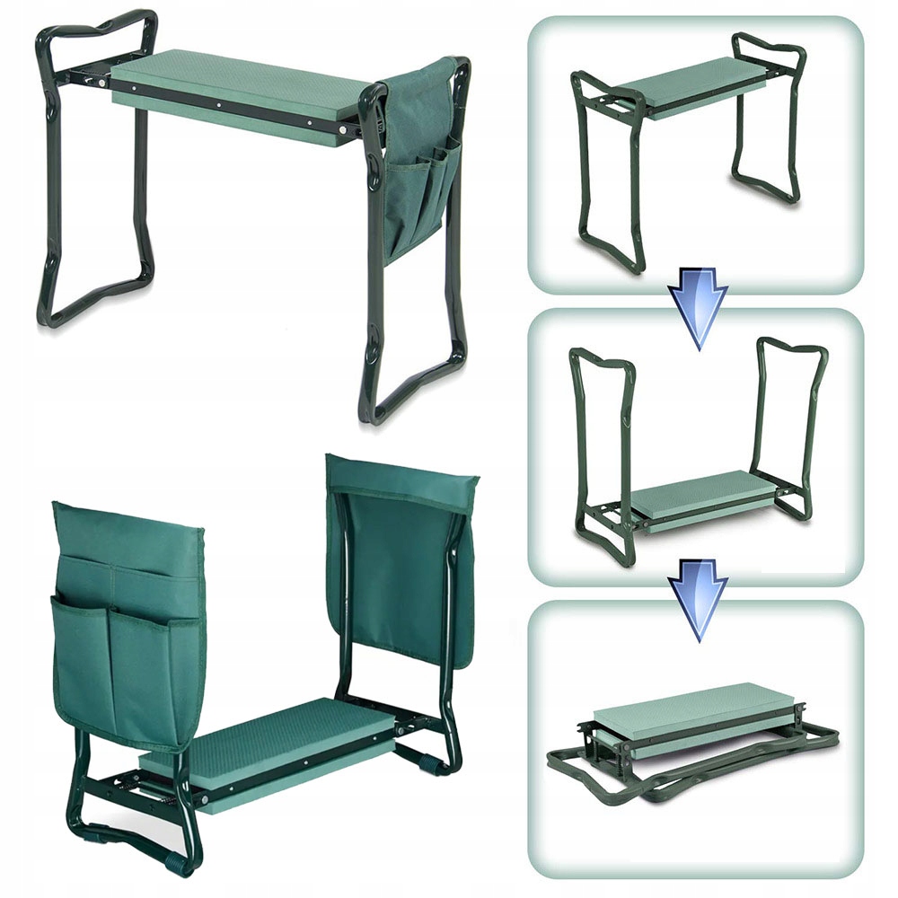 Zahradní Klečenka S Polštářkem Skládací Pohodlné Kapsy 2v1