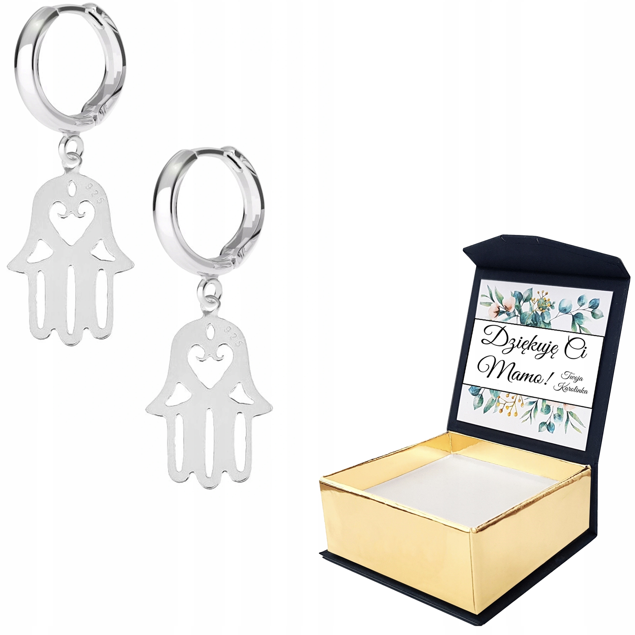 Stříbrné náušnice Ruka Prozřetelnosti Vlastní Potisk