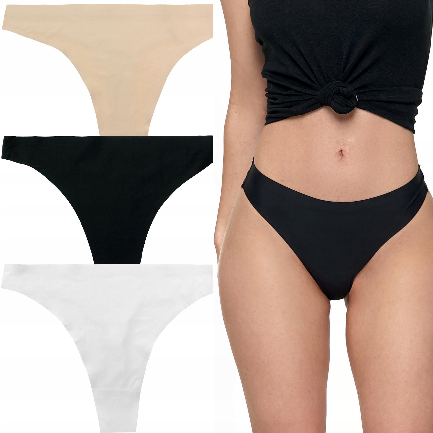 Tanga dámské Moraj hladké kalhotky Řezané Laserem 3-BALENÍ M