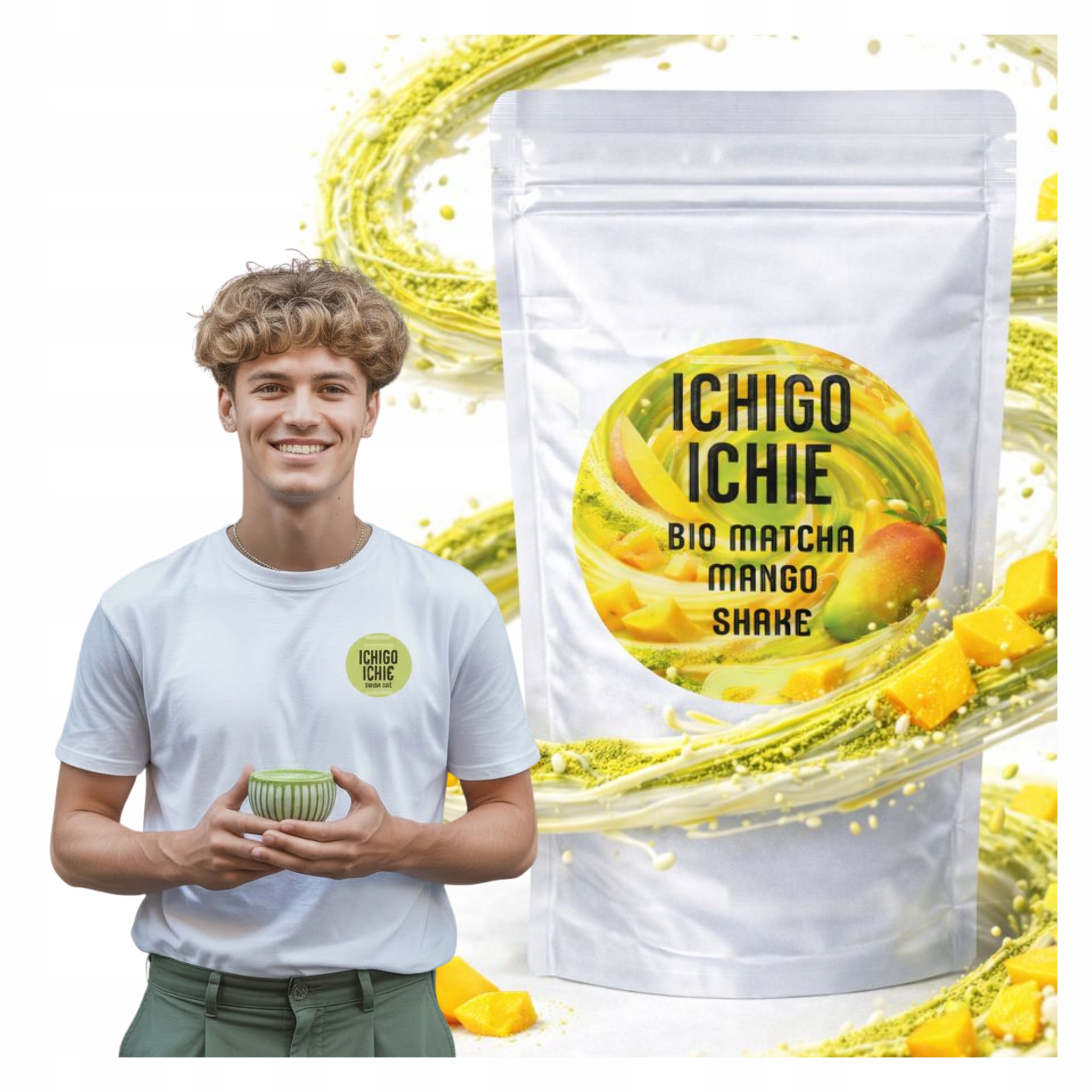 Levně Koktejl Matcha Nápoj Mango Výživný nápoj Shake Smoothie Organic Bio 300 g