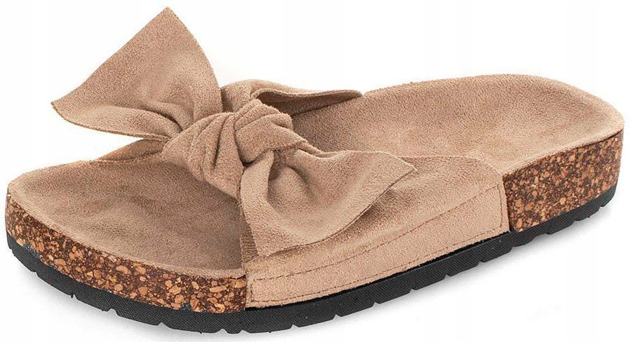 

Camel Khaki Zamszowe Klapki Z Kokardą Celia 39