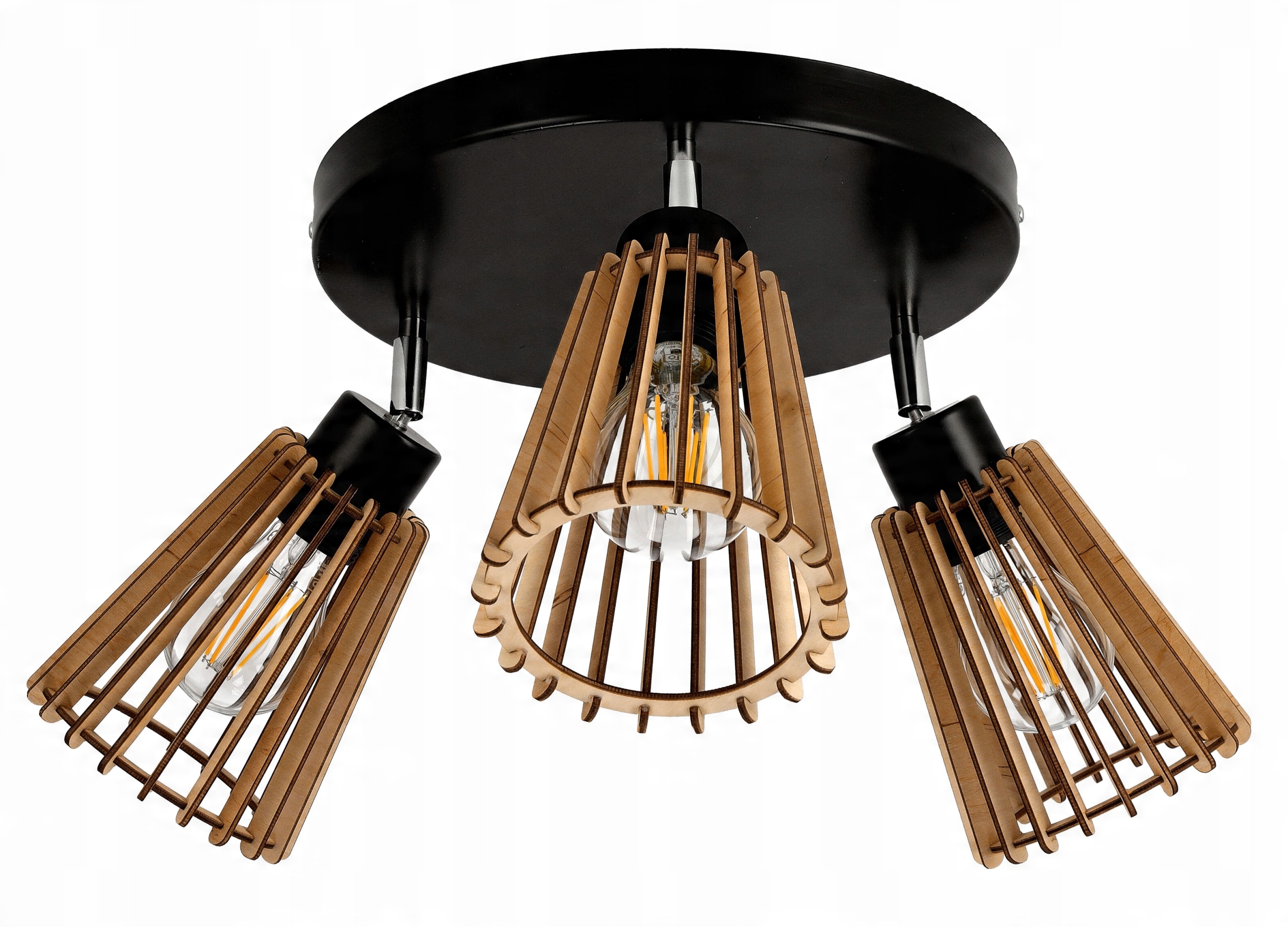 

Lampa plafon żyrandol ruchomy sufit 3 Drewno eko