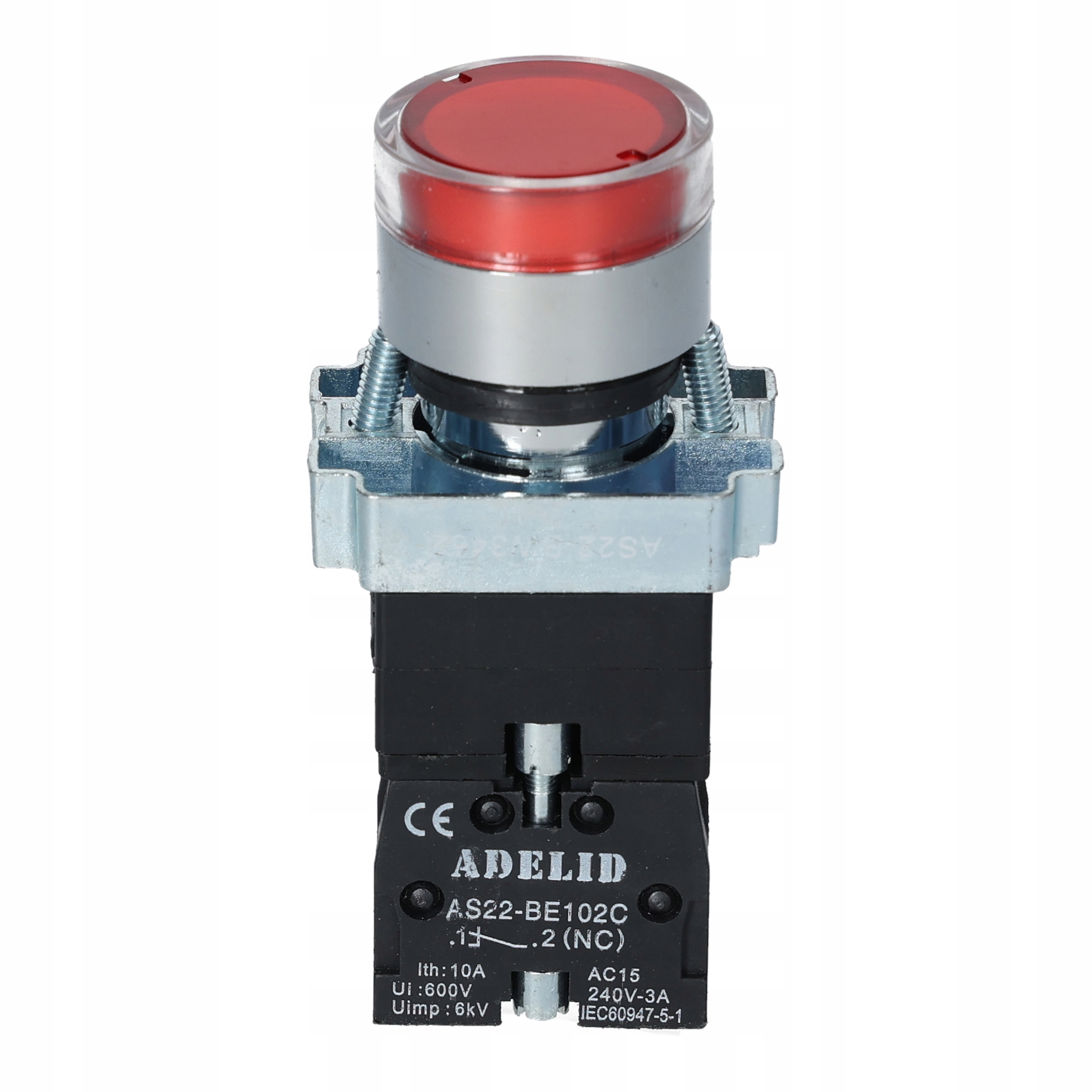 PRZYCISK STEROWNICZY PODŚWIETLANY STOP CZERWONY Marka Adelid