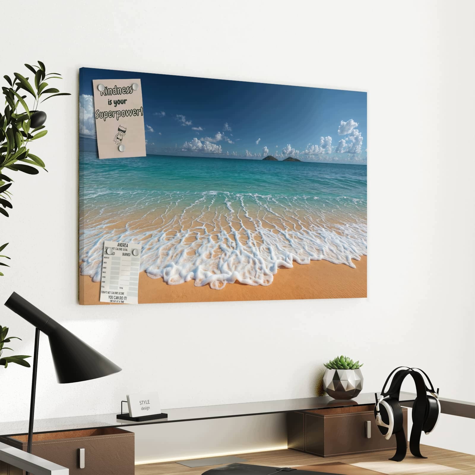 Magnetická tabule Vlny Písečná pláž 60 × 40 cm