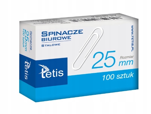 

Spinacze biurowe 25mm okrągłe 100szt Tetis GS140-A