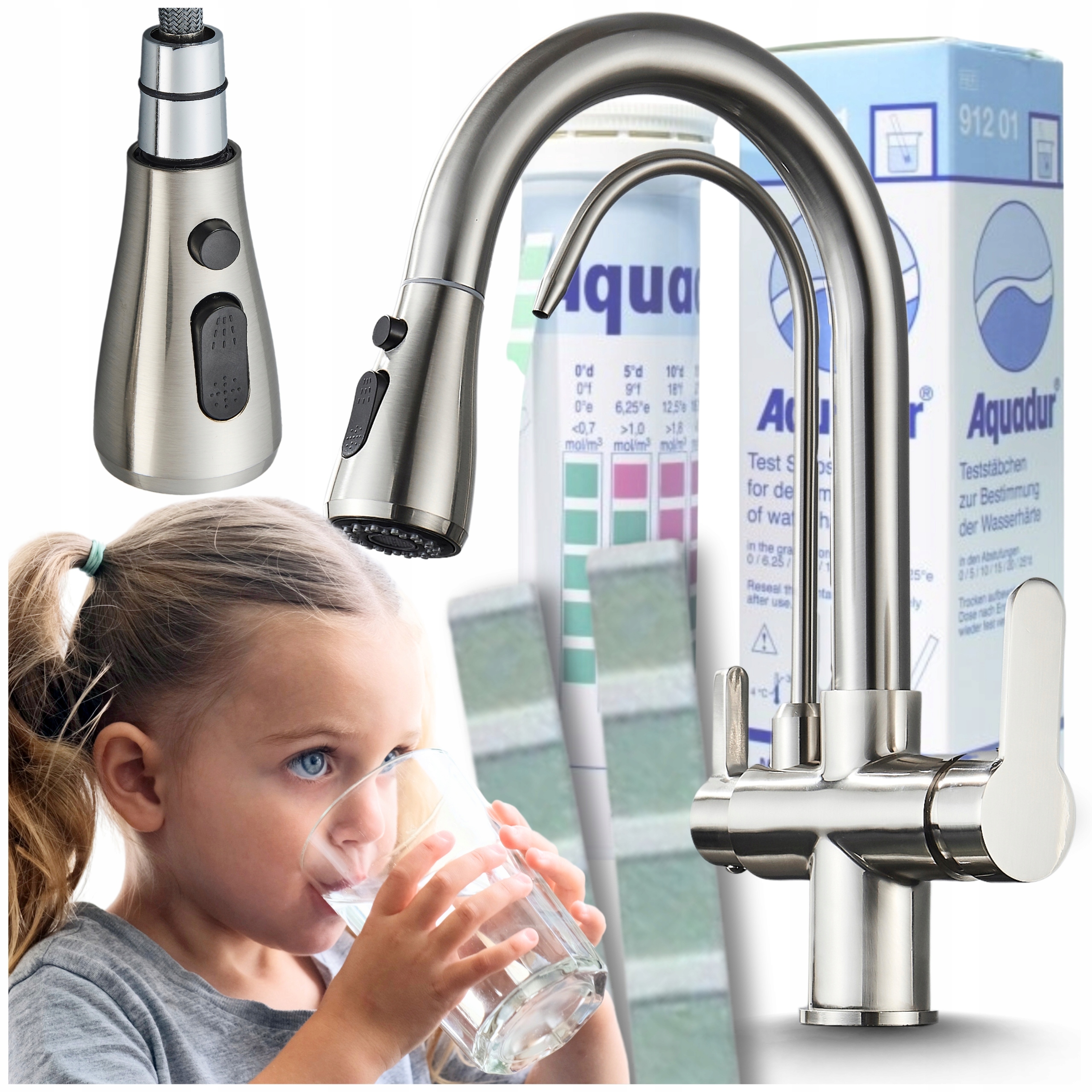 Strieborný Kuchynský Kohútik Na Vodný Filter, Kuchynská Batéria S Vyberateľným Výtokom