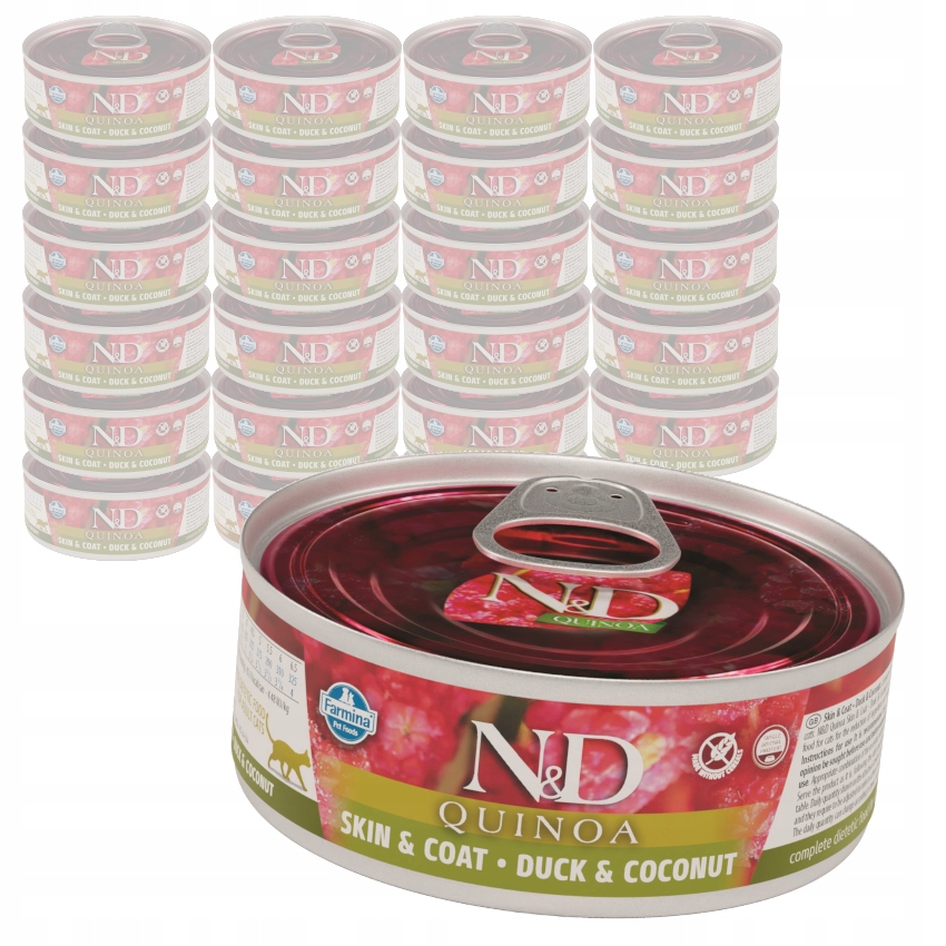 Farmina N&amp;d Quinoa Skin &amp; Coat 24x80g Mokré Krmivo Pro Kočky Kachna s kokosem