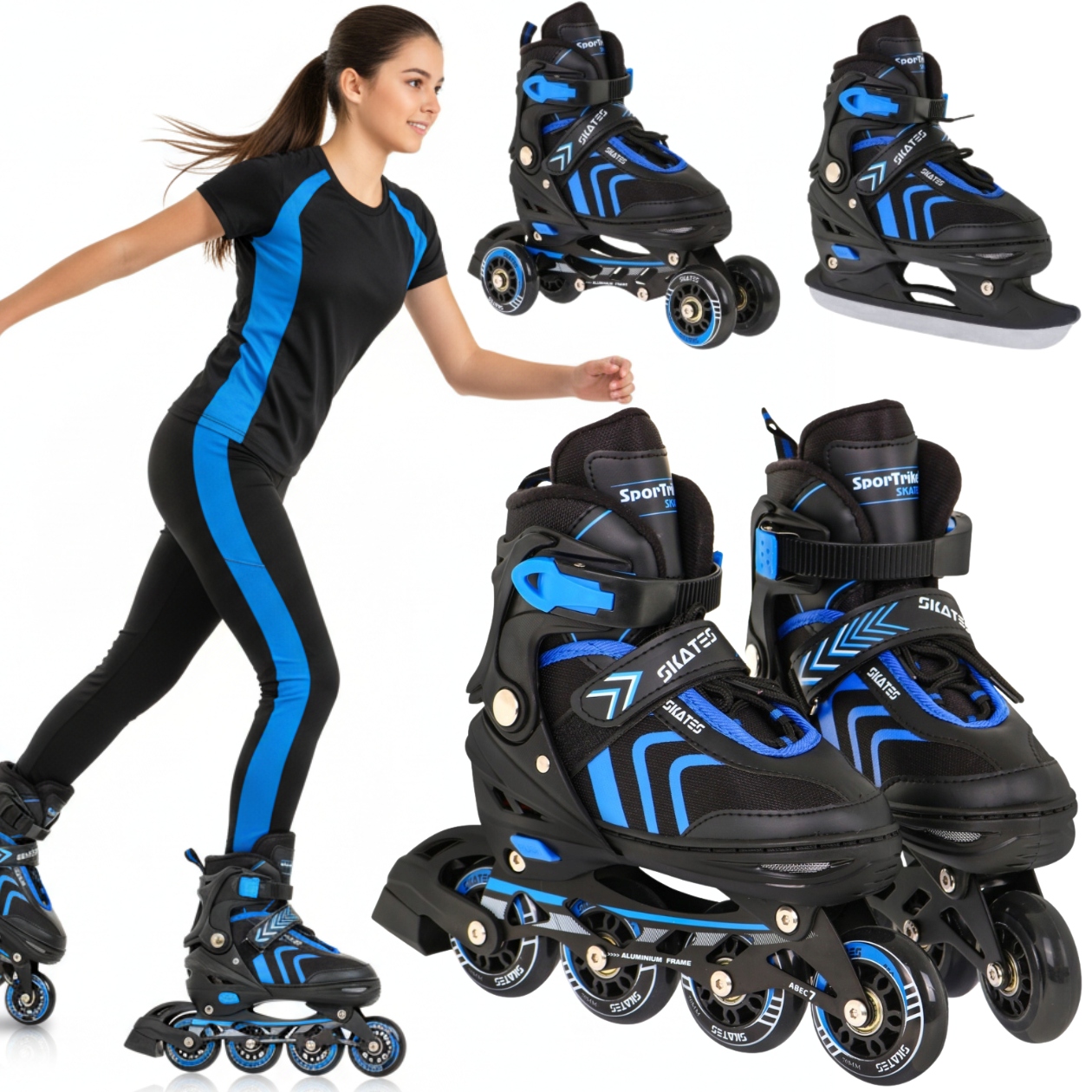 Rolki Regulowane dziecięce Wrotki Łyżwy 4w1 Dla Dzieci Rozmiar 29-33 Zestaw