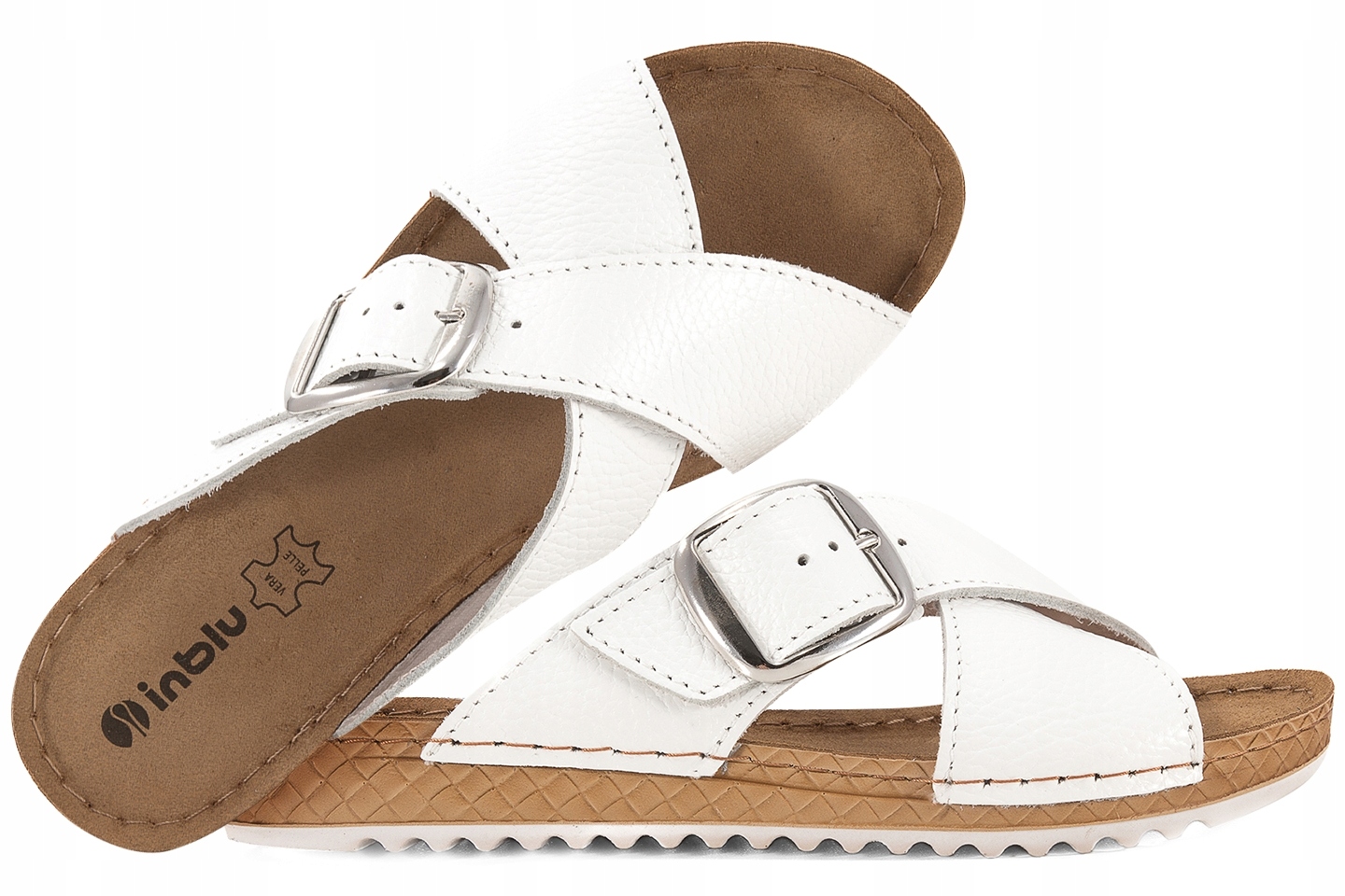 Inblu VO-4GU Skórzane Klapki Damskie Sanitarne Komfort Soft Pu białe 39 Bia