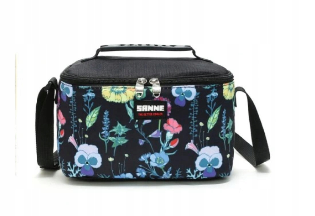 TORBA TERMICZNA IZOLACYJNA LUNCH BOX PIKNIK 5L CZARNY KWIATY