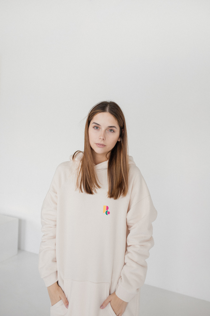 Mikina přes hlavu s kapucí, dlouhá, Oversize, bílá